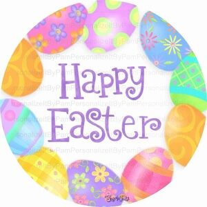 Happy Easter Pastel Egg Wreath Graphic - (border only)